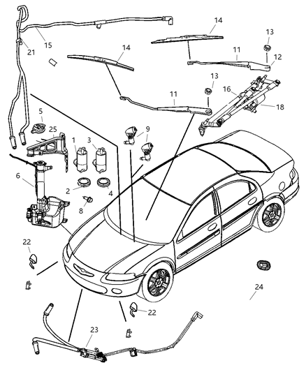 2007 Chrysler Sebring Windshield Washer & Wiper System Diagram