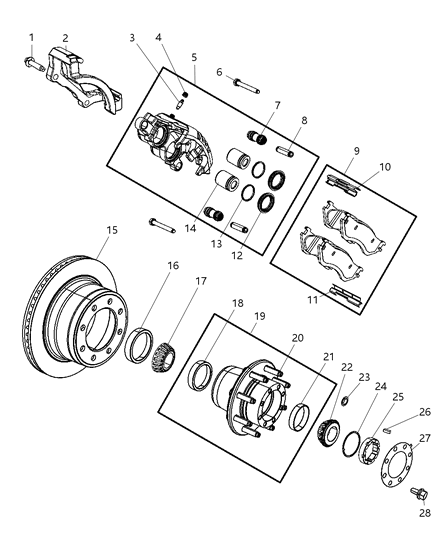 2008 Dodge Ram 2500 Brakes, Rear, Disc Diagram