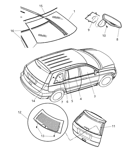 2008 Chrysler Pacifica Inside Rear View Mirror Diagram for 4894387AA