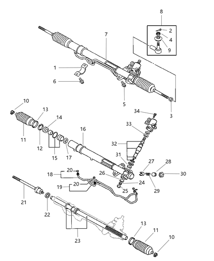 2000 Chrysler Sebring Coupe Gear - Power Steering Diagram