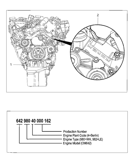 2008 Jeep Grand Cherokee Engine Assembly & Identification & Service Diagram 1