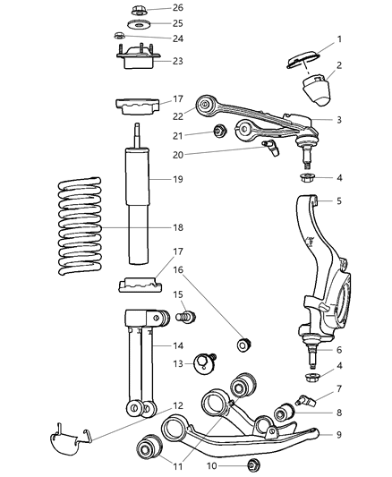 2005 Jeep Liberty Suspension - Front & Strut Diagram