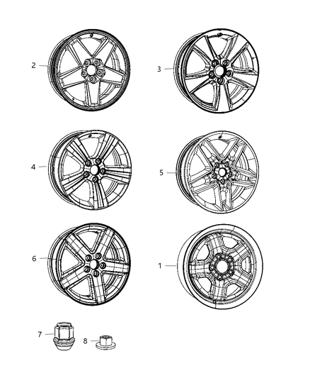 2011 Jeep Patriot Wheels & Hardware Diagram