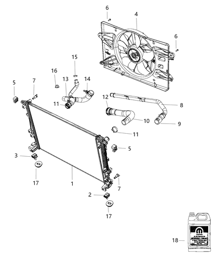 2015 Chrysler 200 Engine Cooling Radiator Diagram for 68197299AA