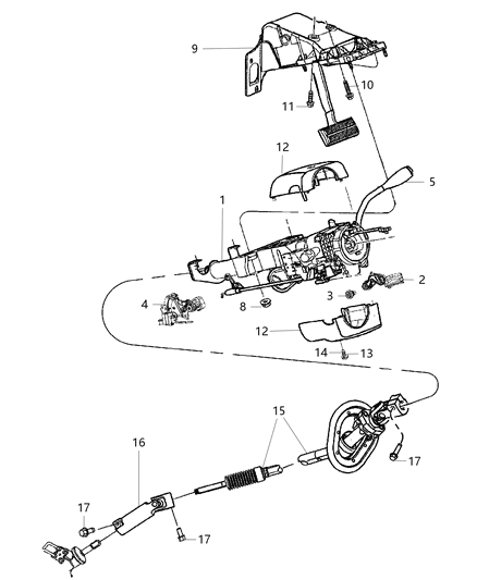 2017 Ram 1500 Steering Column Intermediat Shaft Diagram for 55057332AA