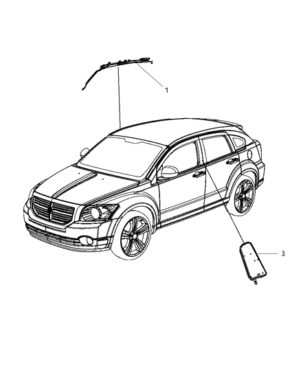 2012 Dodge Caliber Side Curtain Air Bag Diagram for 55351257AC