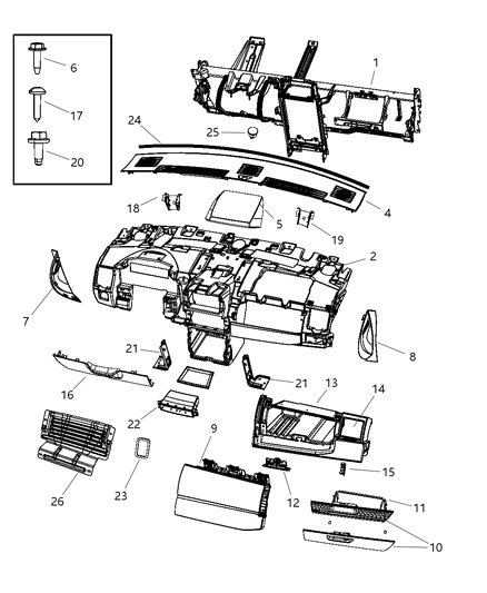 2008 Dodge Grand Caravan Instrument Panel & Structure Diagram
