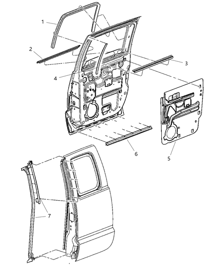 2006 Dodge Dakota Seal-Rear Door Glass Diagram for 55359443AD