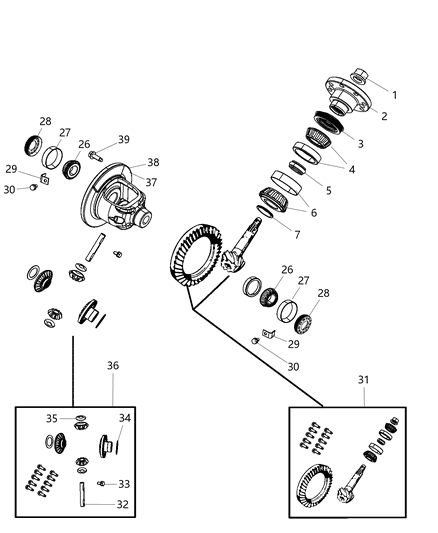 2008 Chrysler Aspen Differential Assembly , Rear Diagram 2