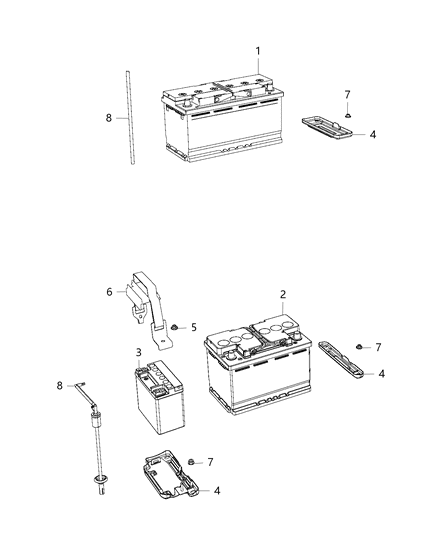 2018 Dodge Durango Battery, Tray, And Support Diagram