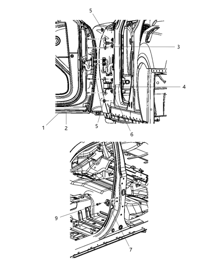 2012 Chrysler 300 Lower Door Hinge Diagram for 55113665AD