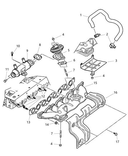 2004 Jeep Liberty Manifolds - Intake & Exhaust Diagram 3