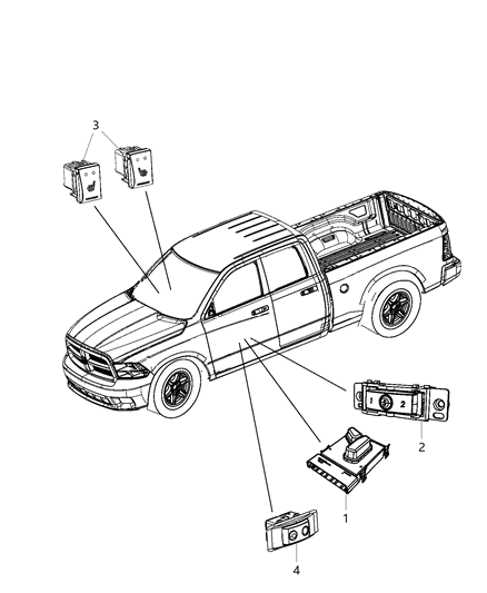 2013 Ram 2500 Switches - Seats Diagram