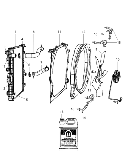2009 Dodge Ram 3500 Cab Chassis Radiator & Related Parts Diagram 2