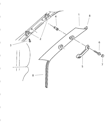 1997 Dodge Ram 1500 Retainer, Moulding Diagram for 55216079