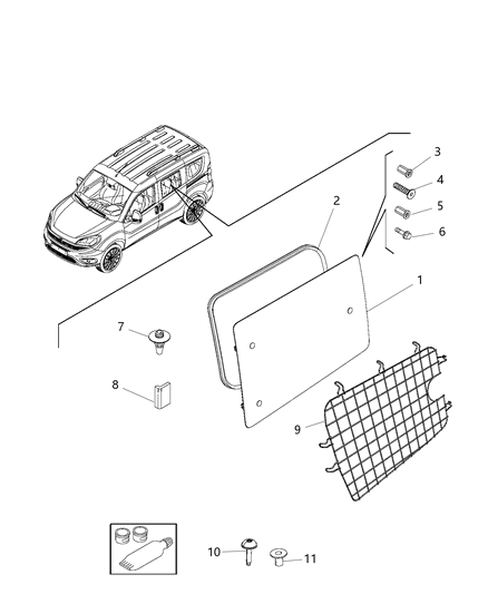 2019 Ram ProMaster City Glass Sliding Door Diagram 1