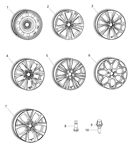 2016 Chrysler 200 Aluminum Wheel Diagram for 1WM50NTSAA