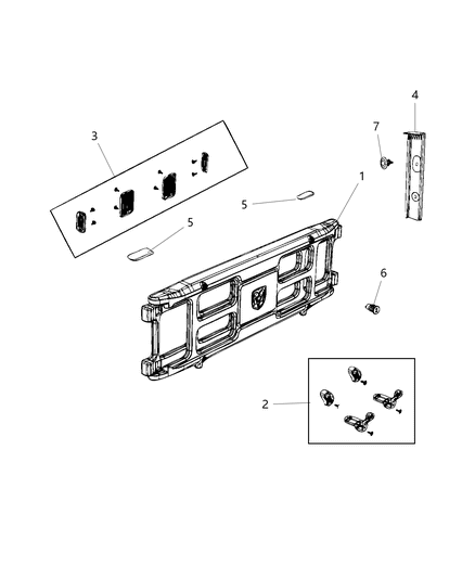 2019 Ram 2500 Cylinder-Bed DIVIDER Lock Assembly Diagram for 68402268AC