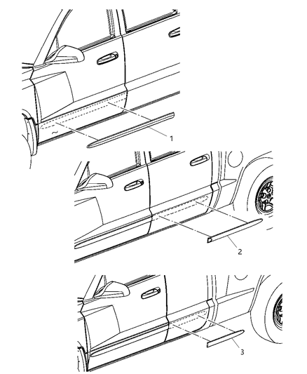 2005 Dodge Dakota Molding-Rear Door Diagram for 5JP75GW7AA