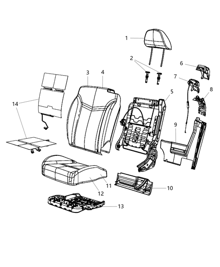 2012 Chrysler 200 Front Seat - Bucket Diagram 2