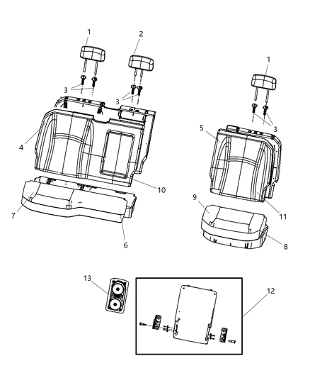 2012 Ram 1500 Crew Cab Rear Seat - 60/40 Diagram 5