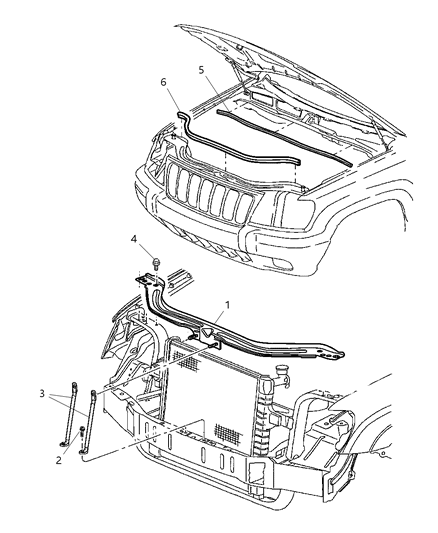 2000 Jeep Grand Cherokee Radiator Upper Support Diagram