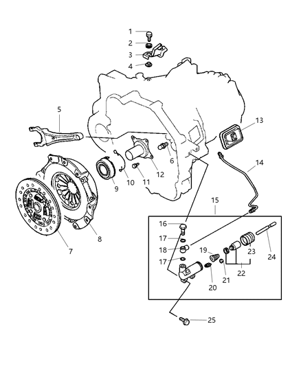 2004 Chrysler Sebring Slave Cylinder & Related Parts Diagram 2