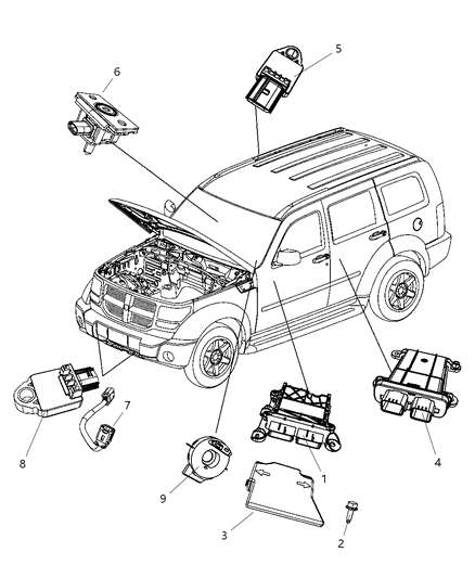 2010 Dodge Nitro Steering Wheel Clock Spring Diagram for 68003216AG