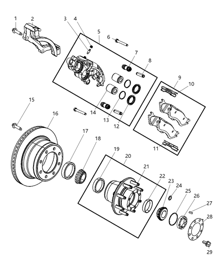 2008 Dodge Ram 3500 Brakes, Rear, Disc Diagram