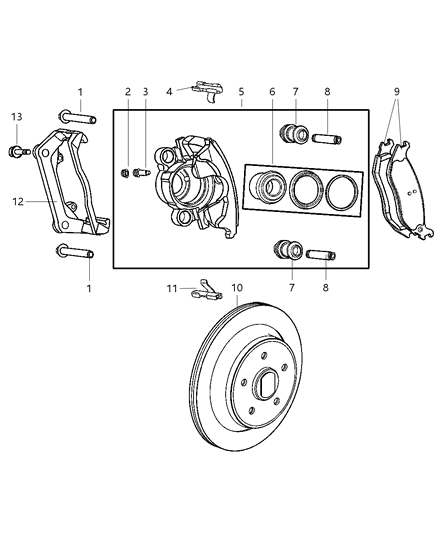 2003 Dodge Ram Van Brakes, Rear, Disc Diagram