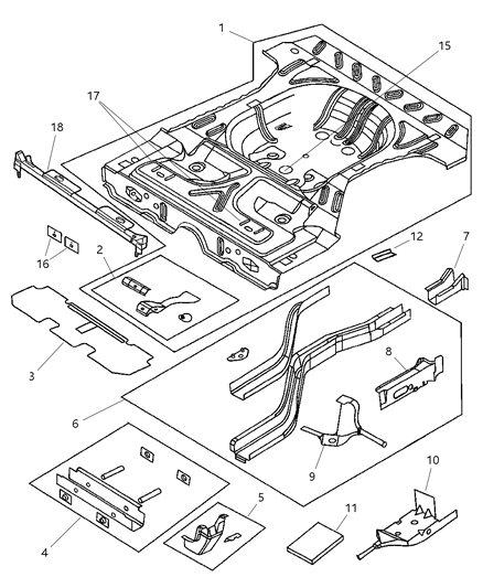 1999 Dodge Neon Floor Pan, Rear Diagram