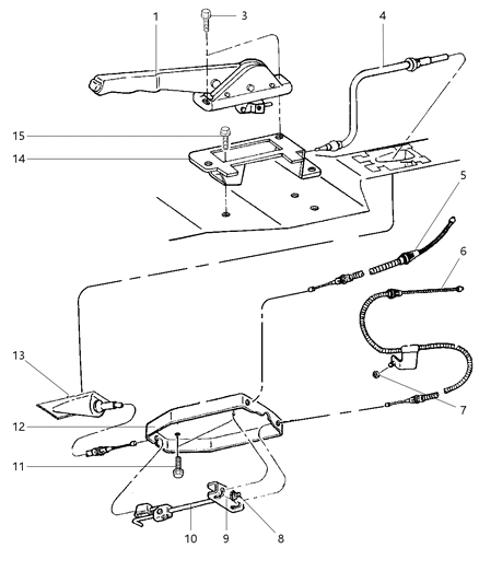 1997 Jeep Grand Cherokee Lever Assembly & Cables Parking Brake Diagram