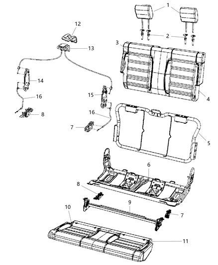 2011 Jeep Wrangler HEADREST-Rear Diagram for 1XD28VT9AA