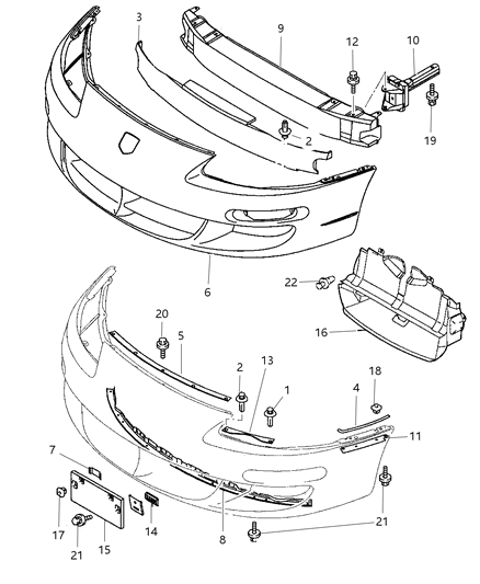 1997 Dodge Avenger Bumper & Support, Front Diagram