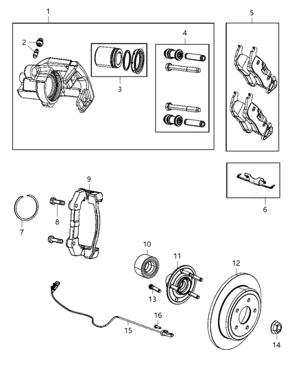 2012 Dodge Durango Brakes, Rear Disc Diagram