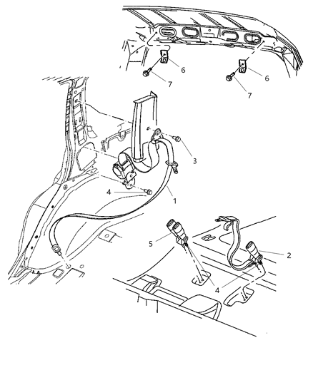 2003 Jeep Grand Cherokee Rear Inner Right Seat Belt Diagram for 5GY081DVAD