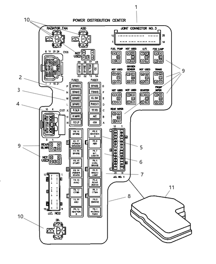 2004 Dodge Dakota Cartridge-FUSEABLE Link Diagram for FLF40