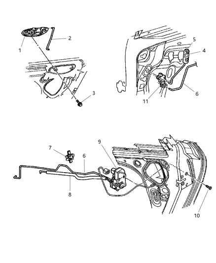 2000 Dodge Intrepid Rear Door-Lock Or Actuator Latch Release Diagram for 4574022AD