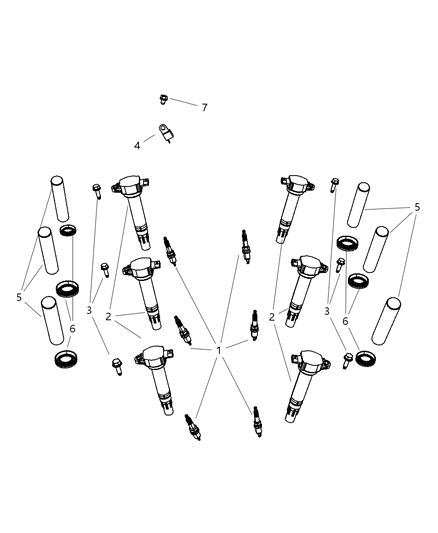 2009 Chrysler Town & Country Spark Plugs, Ignition Coils Diagram