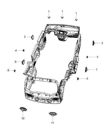 2020 Chrysler Pacifica Speakers, Amplifier And Sub Woofer Diagram 3