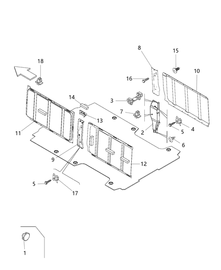 2020 Ram ProMaster 1500 Upper Cargo Trim Covers Diagram 1