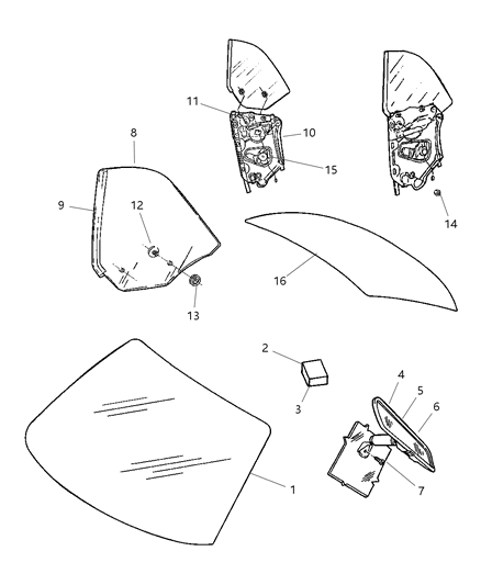 2003 Chrysler Sebring Window Regulator Rear Right Diagram for 5066040AA