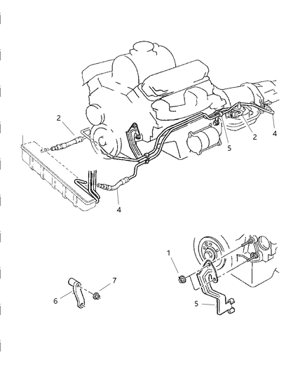 1998 Dodge Durango Transmission Oil Cooler & Lines Diagram