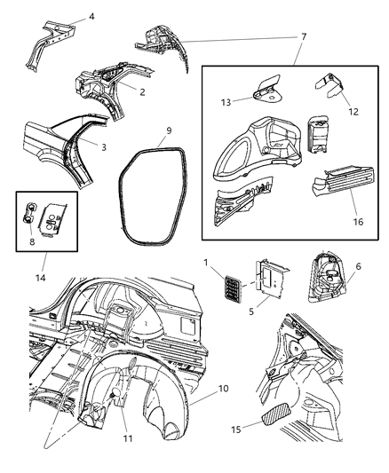 2009 Chrysler 300 Rear Aperture (Quarter) Panel Diagram