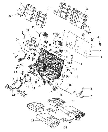 2015 Jeep Grand Cherokee Rear Seat Cushion Cover Diagram for 5YU02DX9AA