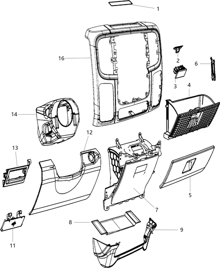 2016 Ram 1500 Bezel-Instrument Panel Diagram for 1VY931X9AE