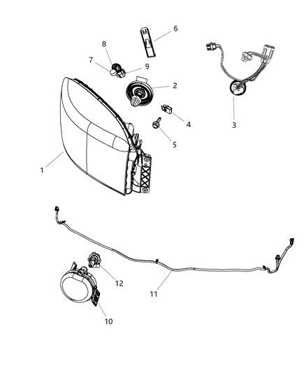 2011 Ram 3500 Pickup Lamps, Front Diagram