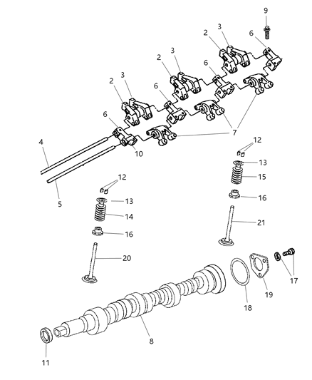 2007 Dodge Charger Exhaust Valve Arm Diagram for 4892293AC