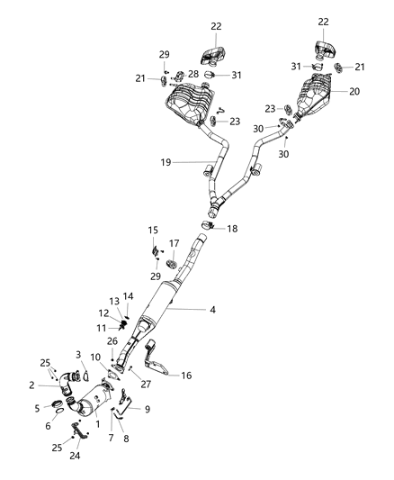 2018 Jeep Grand Cherokee Catalytic Converter Diagram for 68329874AA