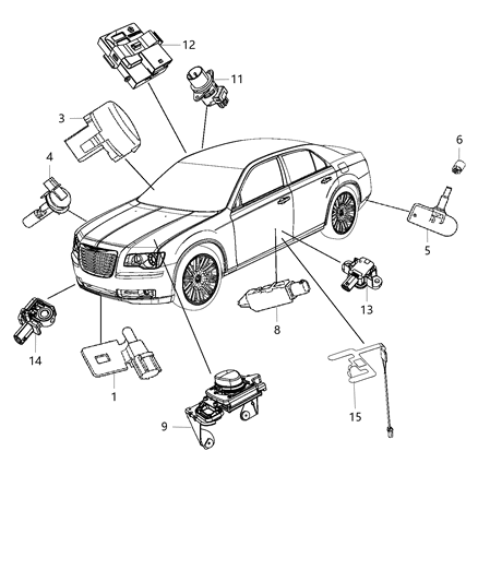 2015 Chrysler 300 Sensors - Body Diagram